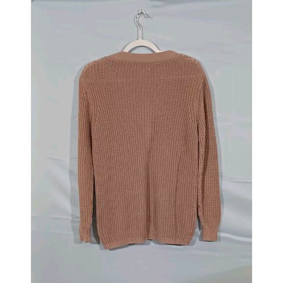 Kaisely by Anthropologie Women's Medium Long Sleeve Lace Up Sweater Pink Mauve - Picture 3 of 4